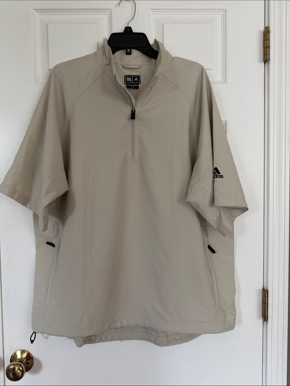 adidas Beige Short-Sleeve Lightweight Half-Zip Pullover Jacket